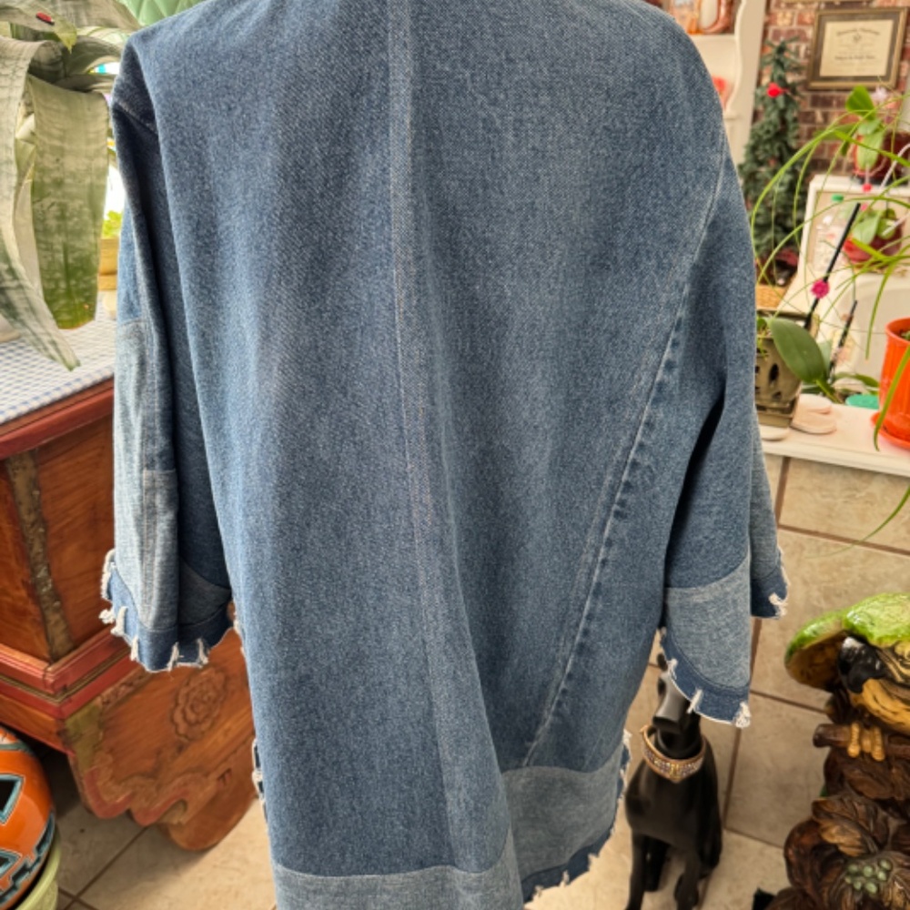 Custom Cotton Denim Jean Long Sleeve Button Down Jacket Sz OS - Picture 7 of 11